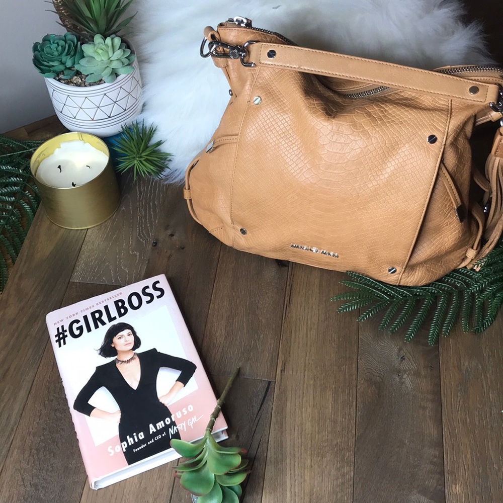 Michael Kors Medium Camel Reptile Shoulder Bag